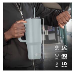 40oz Tumbler with Handle and Straw Lid - 100% Leak-Proof , Stainless Steel